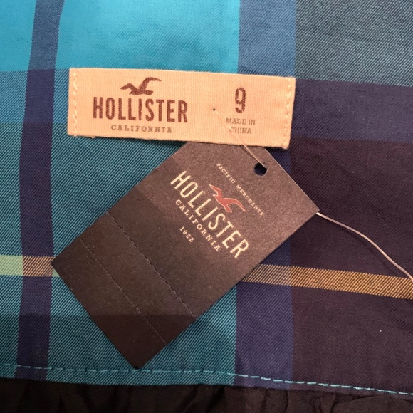 Hollister NEW Blue Plaid Cotton Lined Mini Skirt Size 9 - Picture 9 of 9